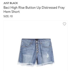 Just Black Fray Hem Shorts size 10